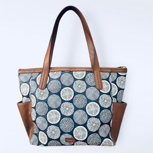 Fossil Blue and Brown Tote Bag